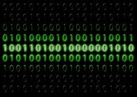 Image of binary code made up of zeros and ones in green on a black background